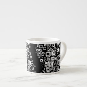 Xícara De Espresso Quadrados preto e branco retros
