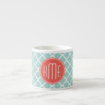 Xícara De Espresso Quatrefoil de Casa e Moeda com Monograma Personali<br><div class="desc">Quatrefoil de Casa e Moeda com Monograma Personalizado</div>