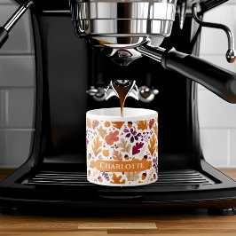 Xícara De Espresso Queda Personalizada - Nome das Folhas e Bolsas do 
