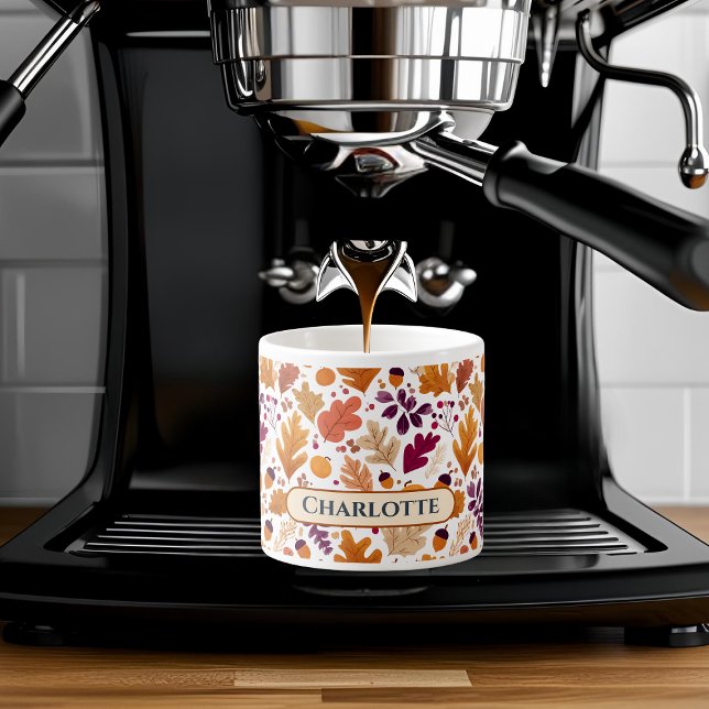 Xícara De Espresso Queda Personalizada - Nome das Folhas e Bolsas do  (Criador carregado)