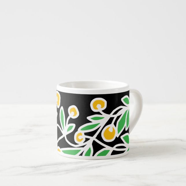 Xícara De Espresso Rabisco amarelo e verde (Frente Esquerda)