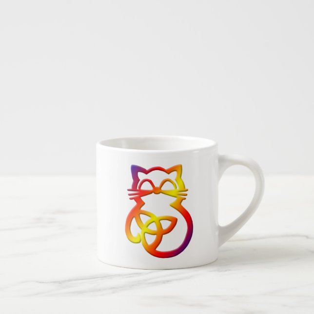 Xícara De Espresso Rainbow Trinity Knot Celtic Cat Espresso Mug (Direita)