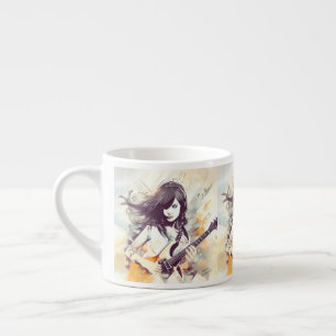 Xícara De Espresso Rapariga com vibrações musicais