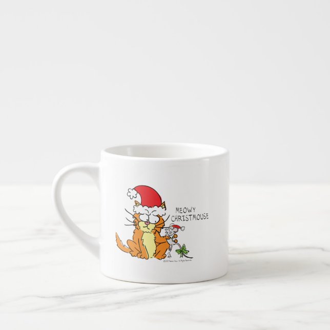 Xícara De Espresso Rato Gato de Cartografia de Natal Engraçado (Esquerda)