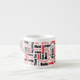 Xícara De Espresso Red Black Multilingual Obrigado Palavra