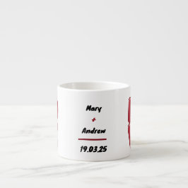 Xícara De Espresso Red LOVE Mug Personalizado com Nomes e Data