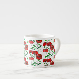 Xícara De Espresso Red Poppy Art -
