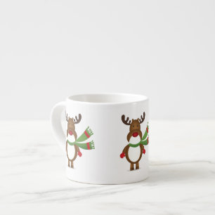 Xícara De Espresso Reindeer Vestindo um Scarf Verde Espresso Mug