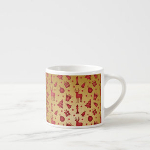 Xícara De Espresso Rés de Natal Vermelho na Dourada