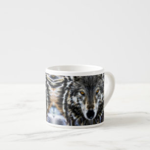 Xícara De Espresso Retrato gráfico inspirador de lobo