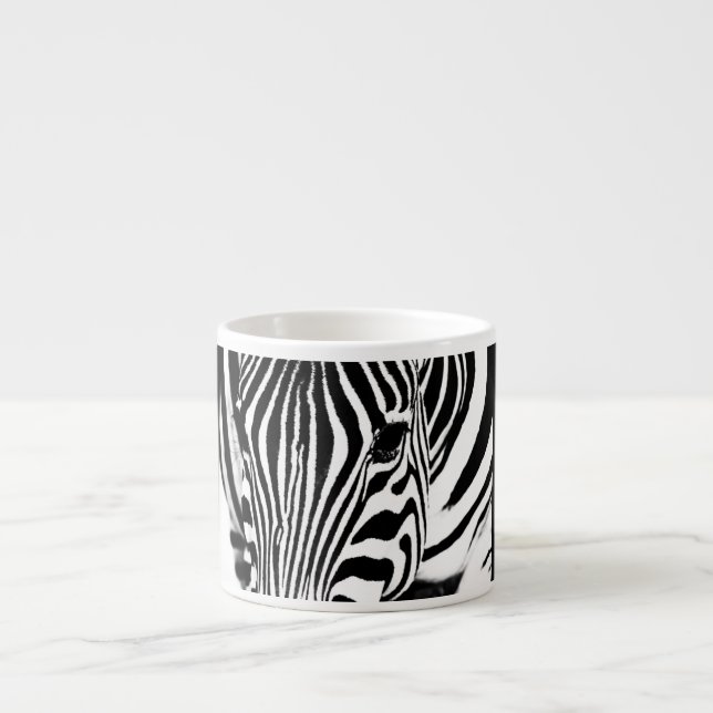 Xícara De Espresso Retrato zebra preto e branco (Frente)