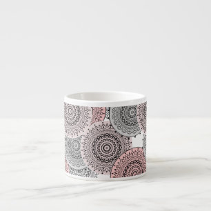Xícara De Espresso Retro, padrão retro, azul e rosa, elegante