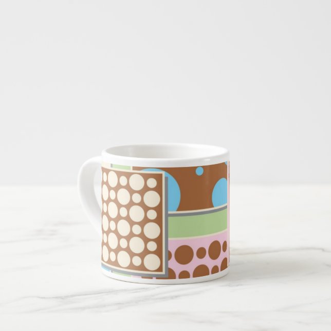 Xícara De Espresso Retro Wallpaper Patchwork Espresso Mug (Frente Esquerda)