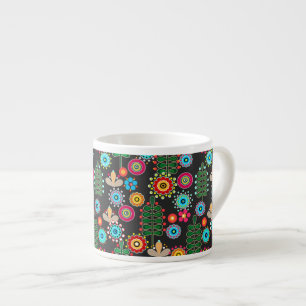 Xícara De Espresso Retroativo, padrão de flores