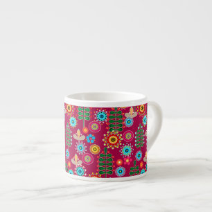Xícara De Espresso Retroativo, padrão de flores