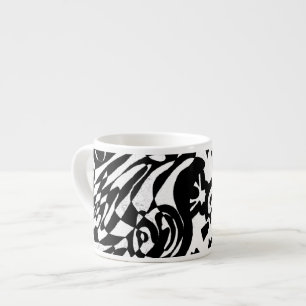 Xícara De Espresso "Robot Dreams" Arte Abstrato B&W