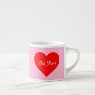 Xícara De Espresso Romântico Vermelho Pastel Rosa Personalizado
