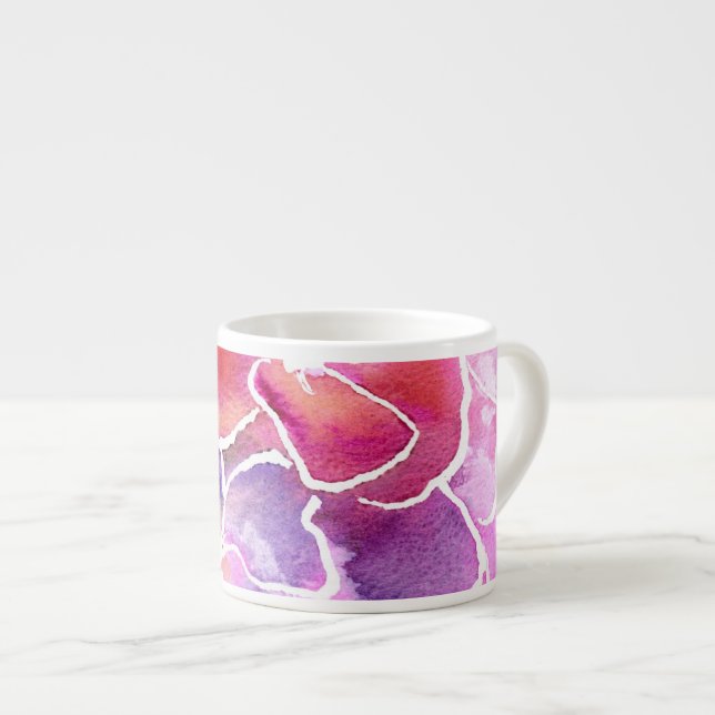 Xícara De Espresso Rosa Floral Elegante e Mauve Espresso Mug (Frente Esquerda)