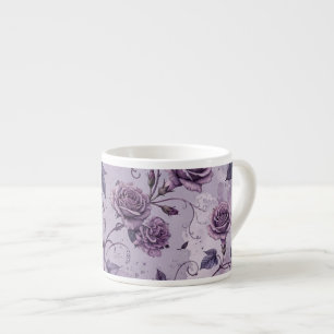 Xícara De Espresso Rosa Lavanda Empoeirada Tons Sonhadores Florais