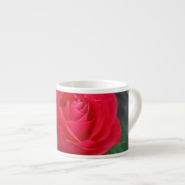 Xícara De Espresso rosa vermelha solteiro (Frente Esquerda)