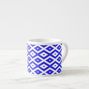 Xícara De Espresso Royal blue and white diamond pattern
