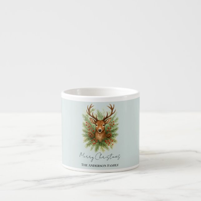 Xícara De Espresso Rustic Woodland Deer Head with Winter Foliage -  (Frente)