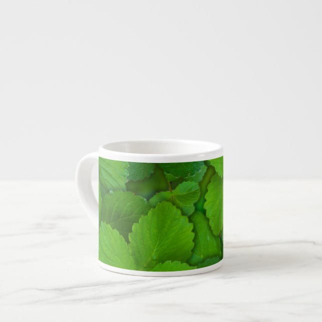 Xícara De Espresso Santo Basil Tulsi Green Mint Folhas (Frente Esquerda)