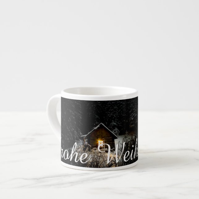 Xícara De Espresso Saudações de Natal com Casa de Bruxa (Frente Esquerda)