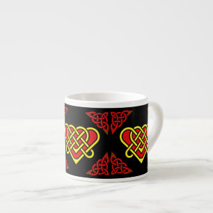 Xícara De Espresso Scotalnd Celtic/gold/red braided Heart, negro