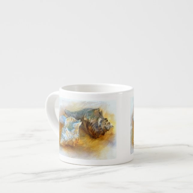 Xícara De Espresso Seashells na praia (Frente Esquerda)