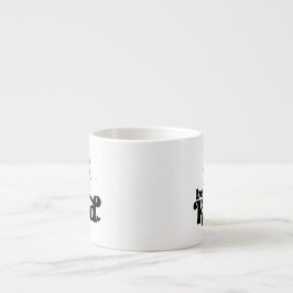 Xícara De Espresso Seja Gentil – Tipografia Negra Minimalista Floral