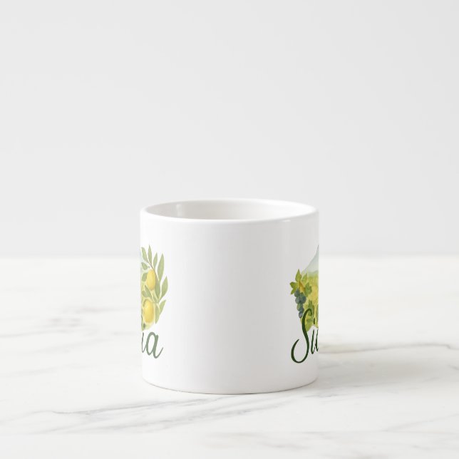 Xícara De Espresso Sicilia Mt,Etna Design (Frente)