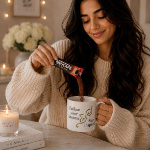 Xícara De Espresso Siga seus sonhos - Marca Inspiracional para Da