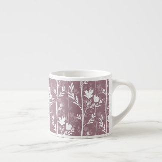 Xícara De Espresso Silhueta Floral Botânica Rosa Mauve Quiet