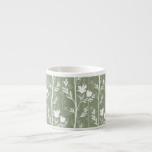Silhueta Floral Botânica Verde Salvia Tranquila