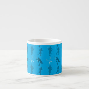 Xícara De Espresso Silhuetas do lacrosse dos azul-céu