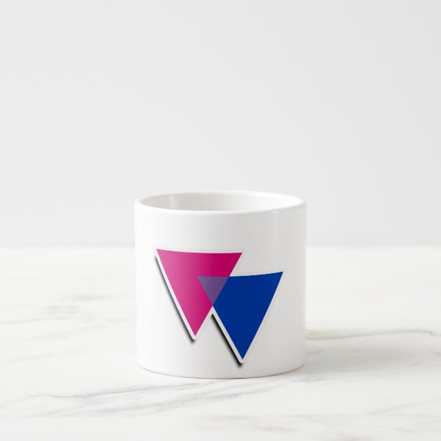 XÍCARA DE ESPRESSO SÍMBOLO DO TRIÂNGULO BISSEXUAL 3D (Frente)