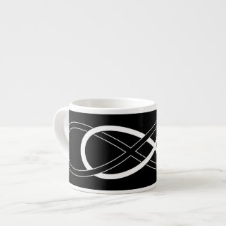 Xícara De Espresso Símbolo duplo Infinito - Preto e Branco