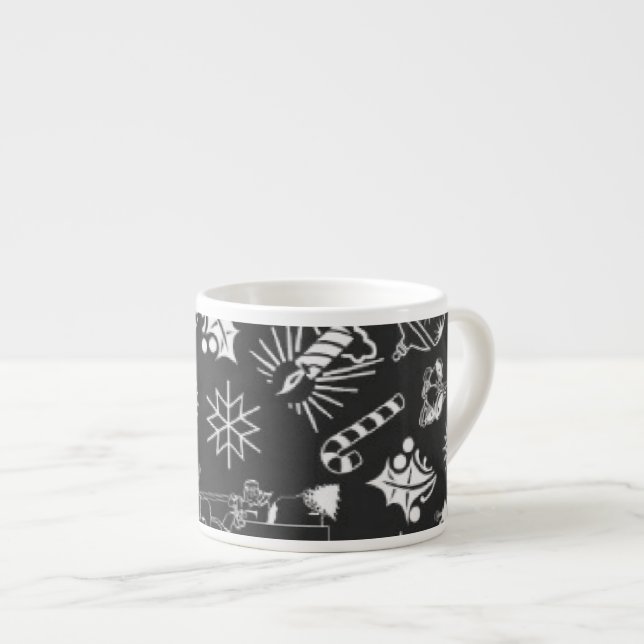 Xícara De Espresso Símbolos do Feliz Natal Black Espresso Coffee Mug (Frente Esquerda)