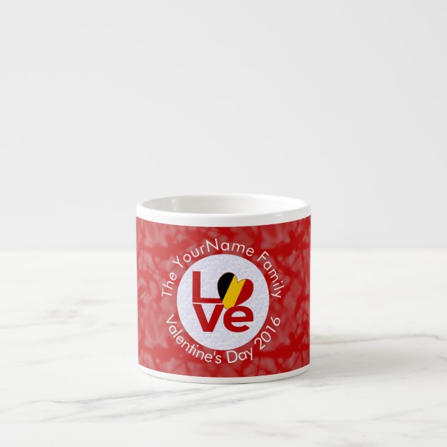 Xícara De Espresso Sinalizador Belga Red LOVE Personalizado (Frente)