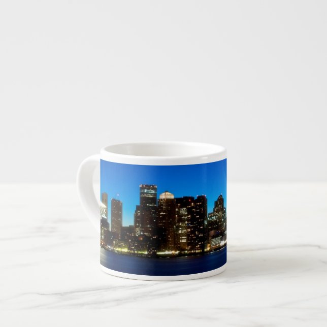 Xícara De Espresso Skyline de Boston com lua (Frente Esquerda)