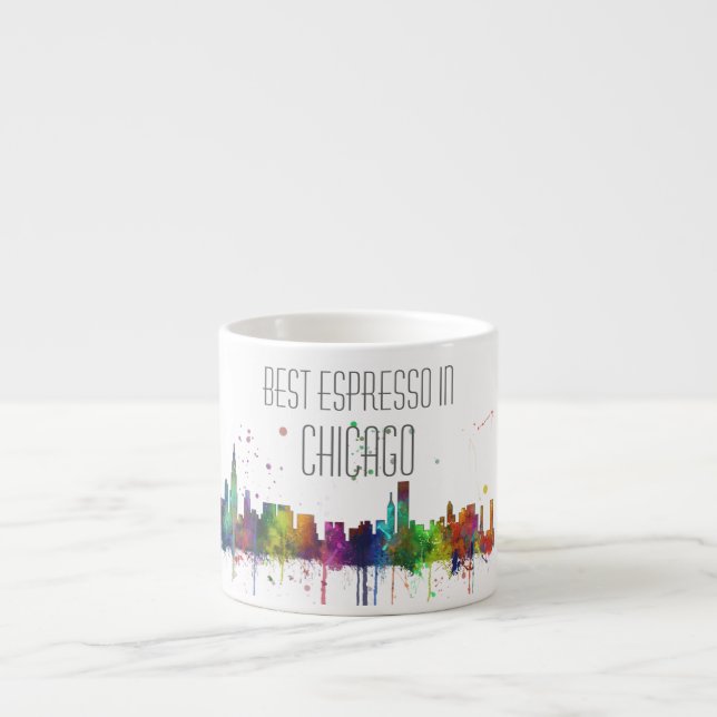 XÍCARA DE ESPRESSO SKYLINE DE CHICAGO, ILLINOIS (Frente)