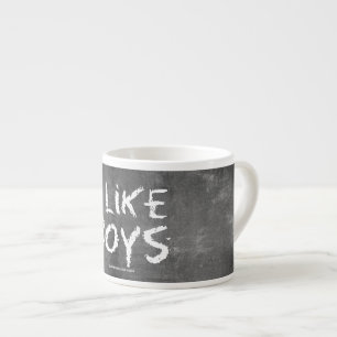 Xícara De Espresso SlipperyJoe's Eu Gosto de Meninos quadro-negro suj