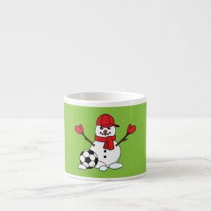 Xícara De Espresso Snowman engraçado com bola de futebol