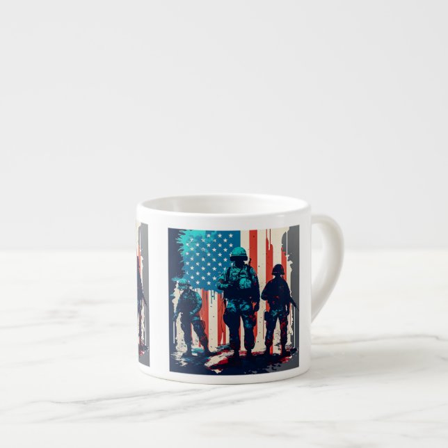Xícara De Espresso Soldados Americanos Espresso Mug (Frente Esquerda)