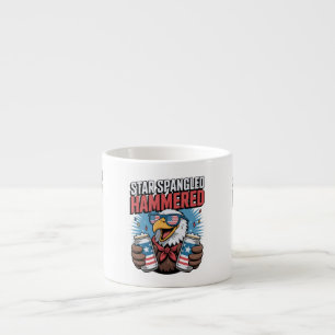 Xícara De Espresso Star Spanged Hammered Funny Patriótico Bald Eagle
