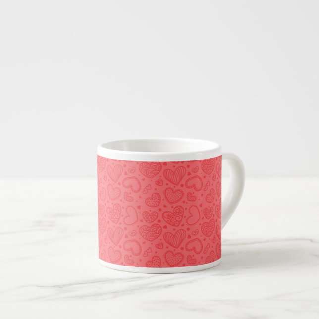 Xícara De Espresso Taça Espresso de Corações Vermelhos (Frente Esquerda)