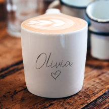 Taça Girly Espresso Personalizada com Nome e Coraç
