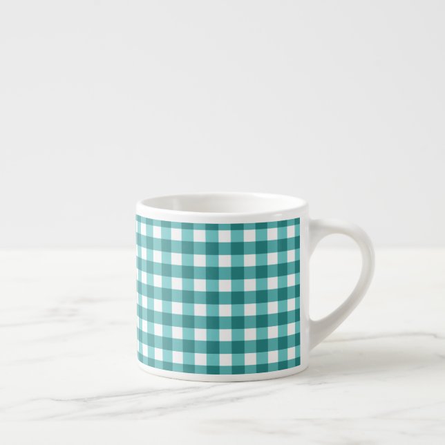 Xícara De Espresso Teal Gingham (Direita)