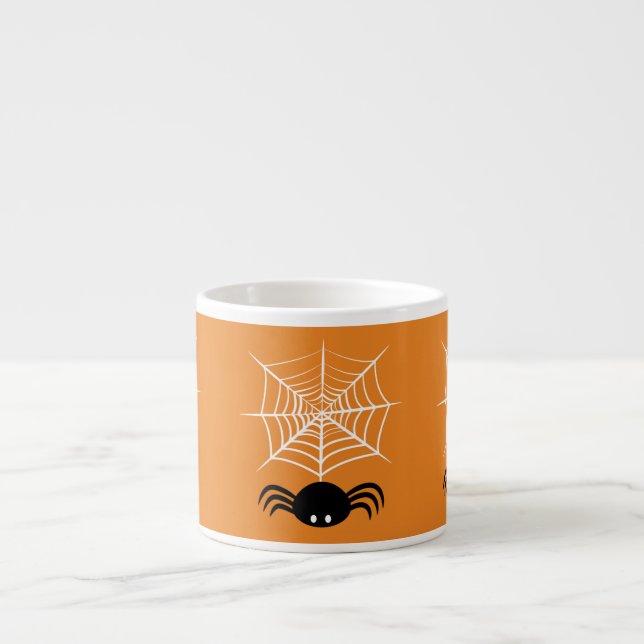 Xícara De Espresso Teia de Aranha de Halloween (Frente)